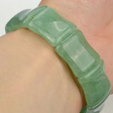 Natural Green Stone Carved Bracelet for Men and Women
