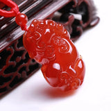 Natural Red Stone Pendant PIXIU Hand Carved Men Women