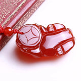 Natural Red Stone Pendant PIXIU Hand Carved Men Women