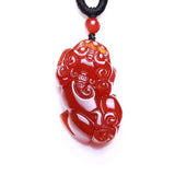 Natural Red Stone Pendant PIXIU Hand Carved Men Women