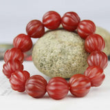 Natural Old Red MaNao Round Beads Bracelet National Charm Jewelry