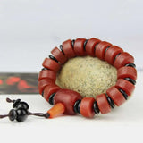 Natural Old Red MaNao Round Beads Bracelet National Charm Jewelry