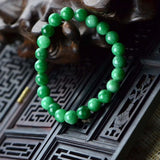 8MM Natural Green Malay Stone Bracelet for Women