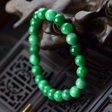 8MM Natural Green Malay Stone Bracelet for Women