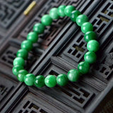 8MM Natural Green Malay Stone Bracelet for Women