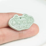Hand Carved Baby Longevity Lock Pendant Stone Necklace Jewelry