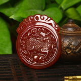 Brazilian Red Ma Nao Stone Chalcedony Pendant Unicorn Necklace