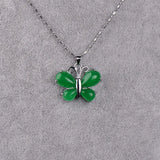 Green Jade Butterfly Necklace Pendant for Women Jewelry Gift