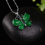 Green Jade Butterfly Necklace Pendant for Women Jewelry Gift