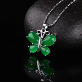 Green Jade Butterfly Necklace Pendant for Women Jewelry Gift
