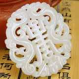 Chinese Longevity Stone Pendant Fu Shou Hand-Carved Natural