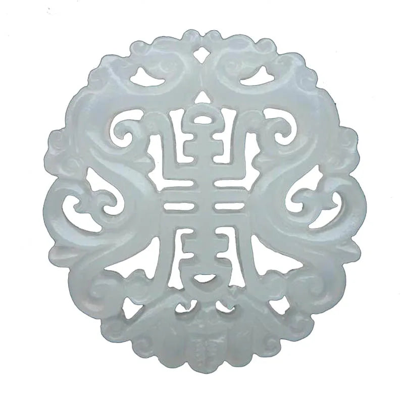 Chinese Longevity Stone Pendant Fu Shou Hand-Carved Natural