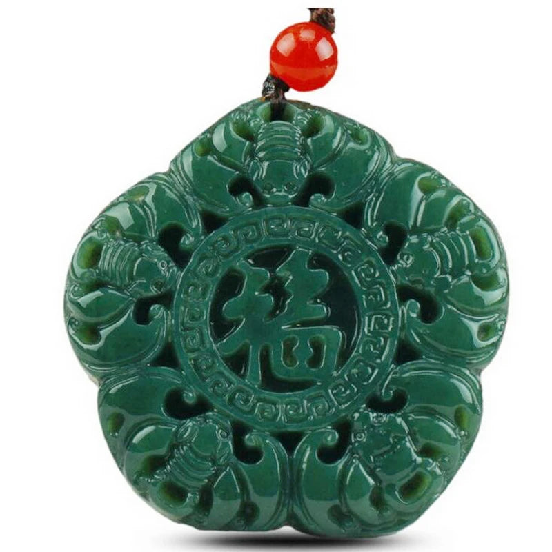 Hand-carved Hetian Qing Jade Pendant Necklace Jewelry