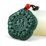 Hand-carved Hetian Qing Jade Pendant Necklace Jewelry