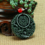 Hetian Jade Dragon Eight Trigrams Pendant Necklace Men Women Jewelry