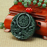 Hetian Jade Dragon Eight Trigrams Pendant Necklace Men Women Jewelry