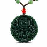 Hetian Jade Dragon Eight Trigrams Pendant Necklace Men Women Jewelry