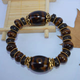 Tibetan Old Stone Beads Bracelet 3 Eye Prayer Beads Men Jewelry