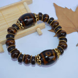 Tibetan Old Stone Beads Bracelet 3 Eye Prayer Beads Men Jewelry