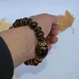 Tibetan Old Stone Beads Bracelet 3 Eye Prayer Beads Men Jewelry
