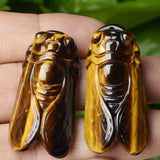 Tiger Eye Stone Cicada Jewelry Pendant for Luck