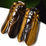 Tiger Eye Stone Cicada Jewelry Pendant for Luck