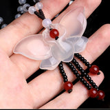 Chalcedony Butterfly Pendant Necklace Stone Jewelry