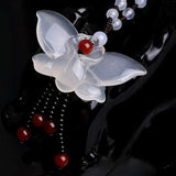 Chalcedony Butterfly Pendant Necklace Stone Jewelry