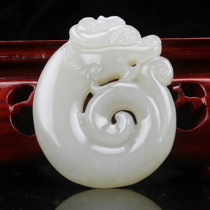 Xinjiang Stone Dragon Pendant Necklace Jewelry X5206