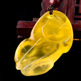 Yellow Chalcedony Pixiu Pendant Necklace - Rope Jewelry