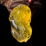 Yellow Chalcedony Pixiu Pendant Necklace - Rope Jewelry
