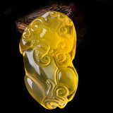 Yellow Chalcedony Pixiu Pendant Necklace - Rope Jewelry
