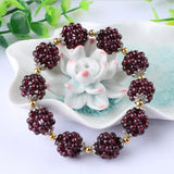 Natural Garnet Bracelet Women Semi-Precious Stones Crystal Jewelry