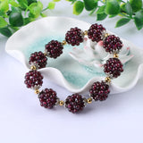 Natural Garnet Bracelet Women Semi-Precious Stones Crystal Jewelry