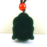 Natural Hetian Jade Buddha Head Pendant Necklace Green Jade Jewelry