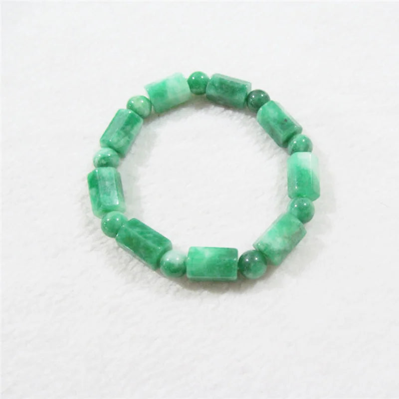Green Malay Stone Bead Bracelet Men Women Jewelry