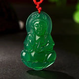 Green Chalcedony Guanyin Pendant Necklace for Men