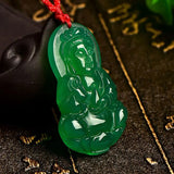 Green Chalcedony Guanyin Pendant Necklace for Men