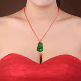 Green Chalcedony Guanyin Pendant Necklace for Men