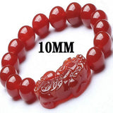 Red Stone Bead Bracelet for Women 12mm Lucky Pixiu Bracelet Fine Jewelry