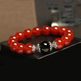 Red Stone Beads Braided Bracelet for Couples