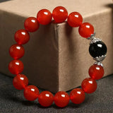Red Stone Beads Braided Bracelet for Couples