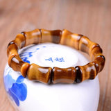 Tiger Eye Stone Bamboo Bracelet Crystal Hand Chain Jewelry