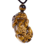 Natural Tiger Eye Stone Pixiu Pendant Necklace Lucky Brave Jewelry