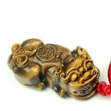 Natural Tiger Eye Stone Pixiu Pendant Necklace Lucky Brave Jewelry
