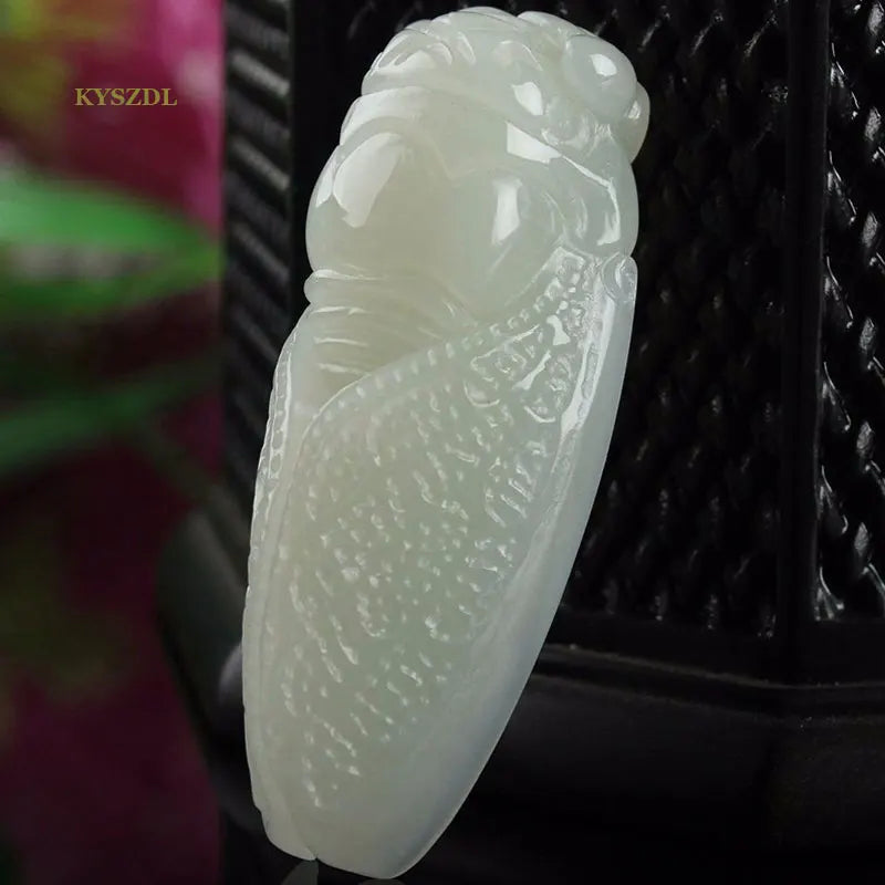 Hand-Carved Cicadas Pendant Natural Stone Necklace Jewelry