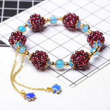 Natural Garnet Round Ball Bracelet for Women