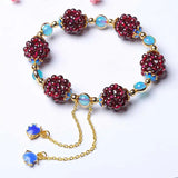 Natural Garnet Round Ball Bracelet for Women