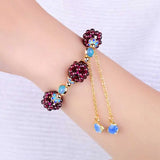 Natural Garnet Round Ball Bracelet for Women