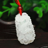Natural Jade Dragon Phoenix Pendant Necklace Jewelry Gift